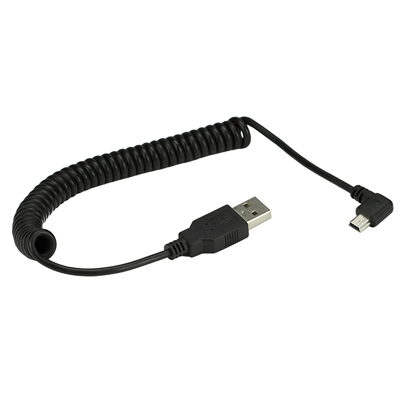 Coiled Usb Cable - USB صغير 5Pin 90 درجة اليسار