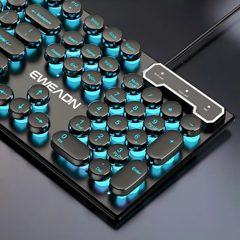 Gaming Keyboard Mechanical Wireless - مجموعة لوحة مفاتيح وماوس بتصميم ريترو