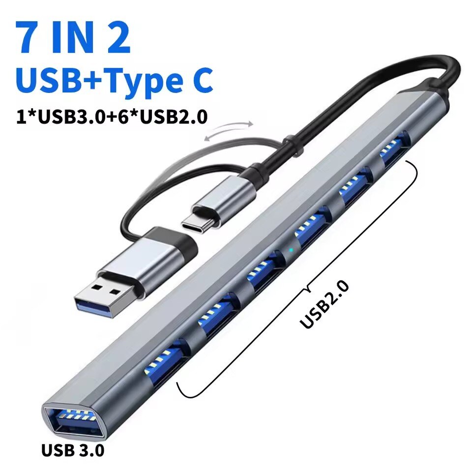 Gaming Keyboard Type C - 7 منافذ USB 3.0 نوع C