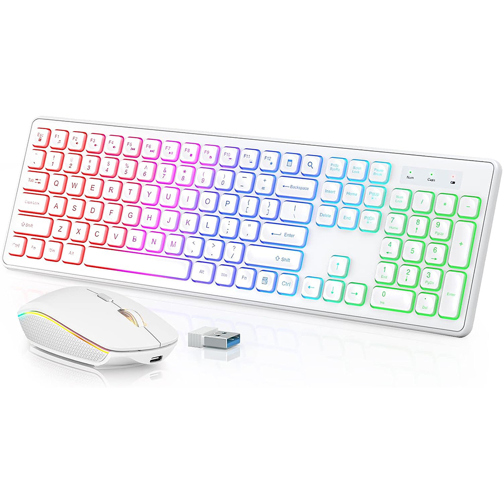 Gaming Keyboard Mechanical Wireless - لوحة مفاتيح وماوس لاسلكية بإضاءة خلفية،