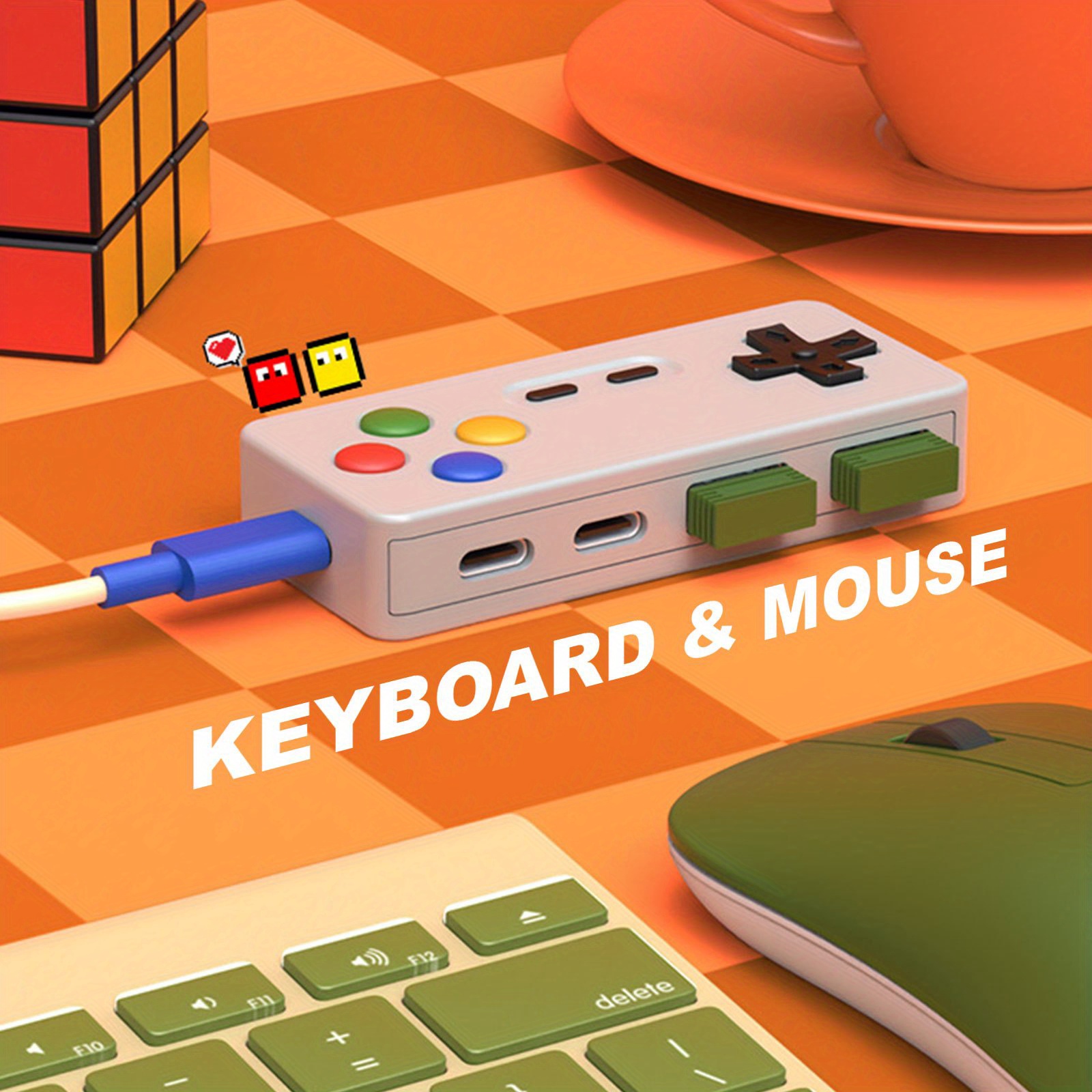 1 قطعة الكرتون USB C تمديد محو - مراجعة Gaming Keyboard Type C وسعره