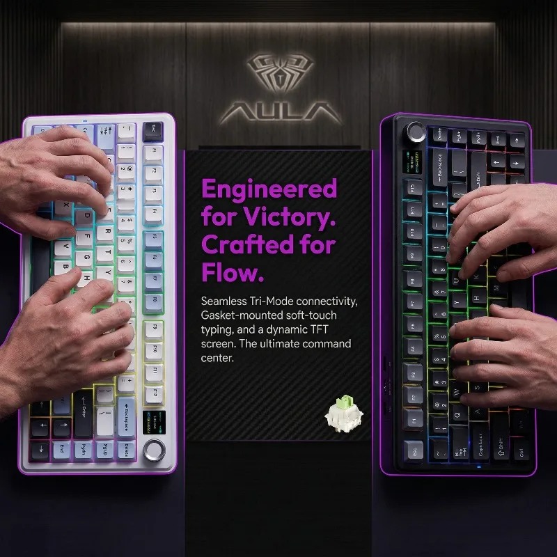 لوحة مفاتيح ميكانيكية AULA F75 - مراجعة Gaming Keyboard Mechanical Wireless وسعره