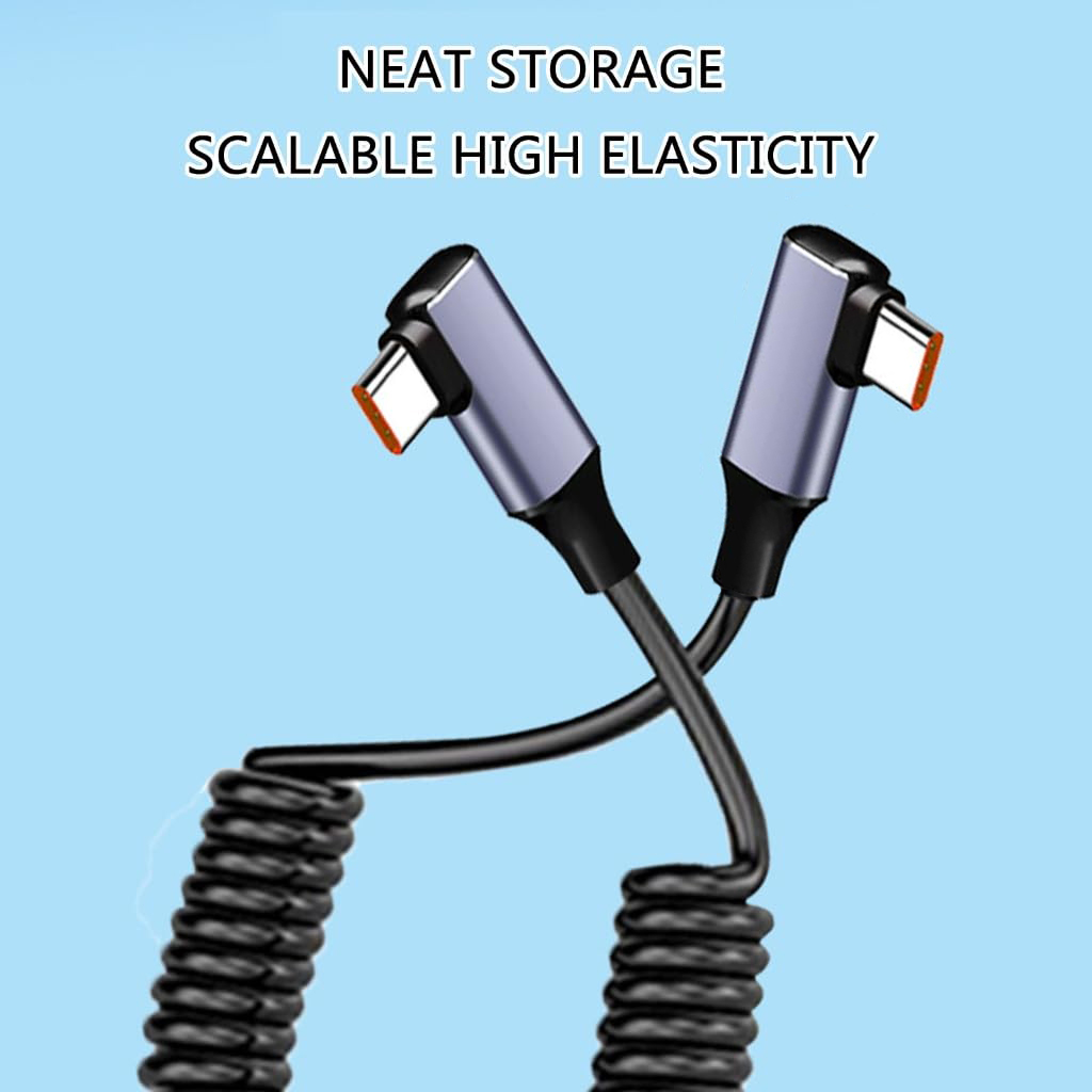 كابل نوع-C ملفوف بقوة 240 واط  - مراجعة Coiled Usb Cable وسعره