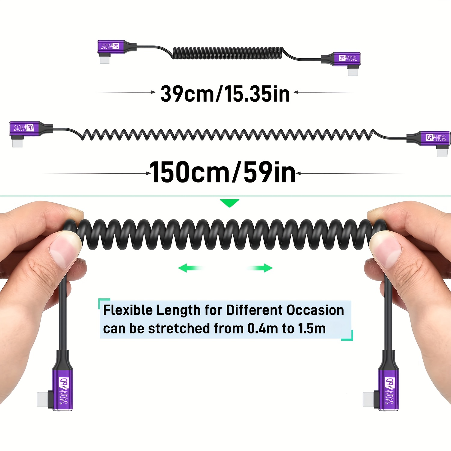 كابل نوع-C ملفوف بقوة 240 واط  - مراجعة Coiled Usb Cable وسعره