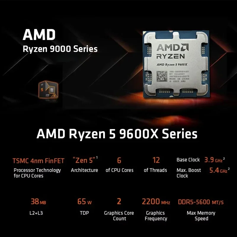 معالج AMD Ryzen 5 9600X 100% A - مراجعة Amd Cpu Ryzen 5 وسعره